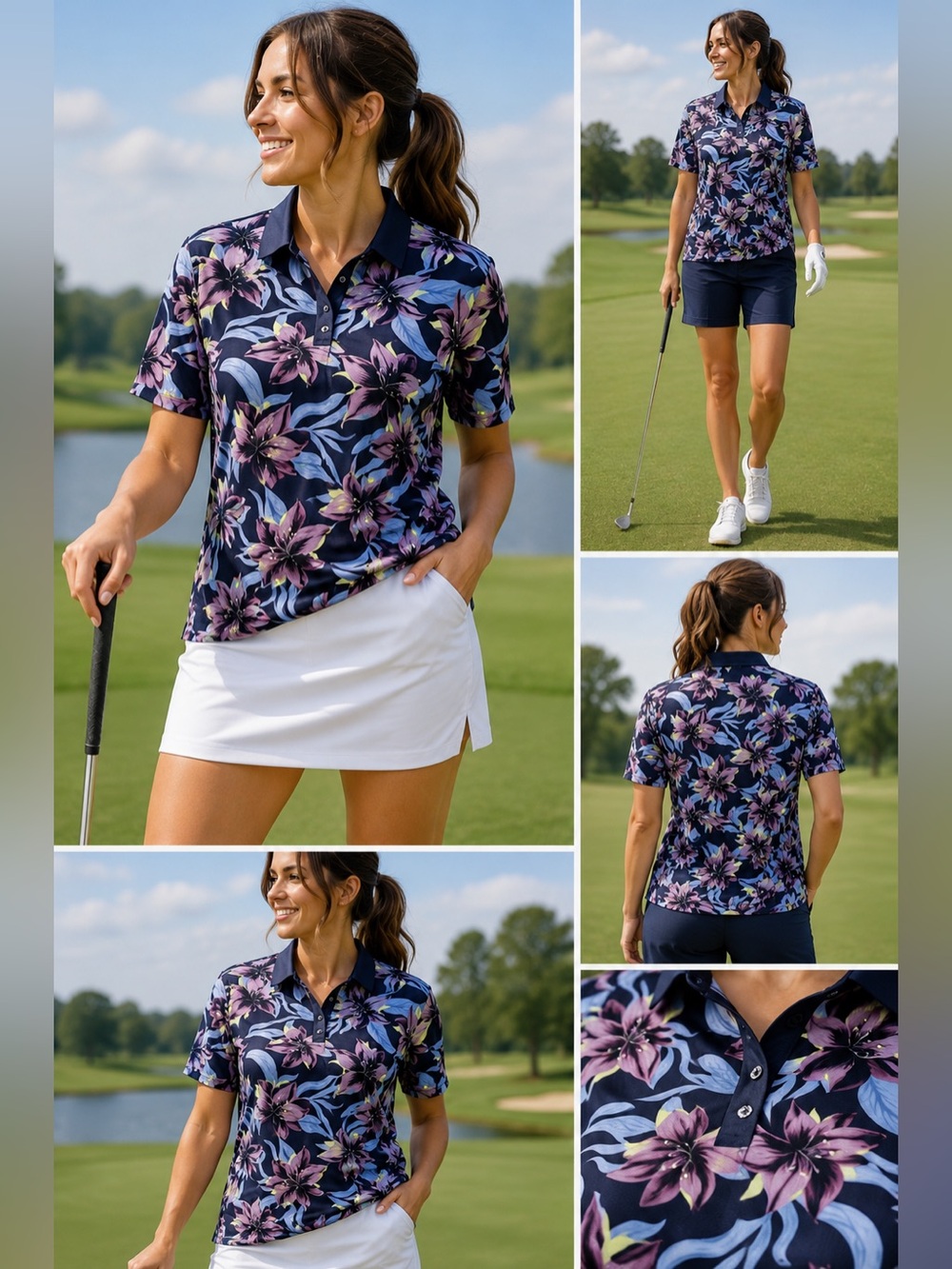 Bad Birdie Men’s Large Floral Golf Polo Styled Womens Resort Golfcore